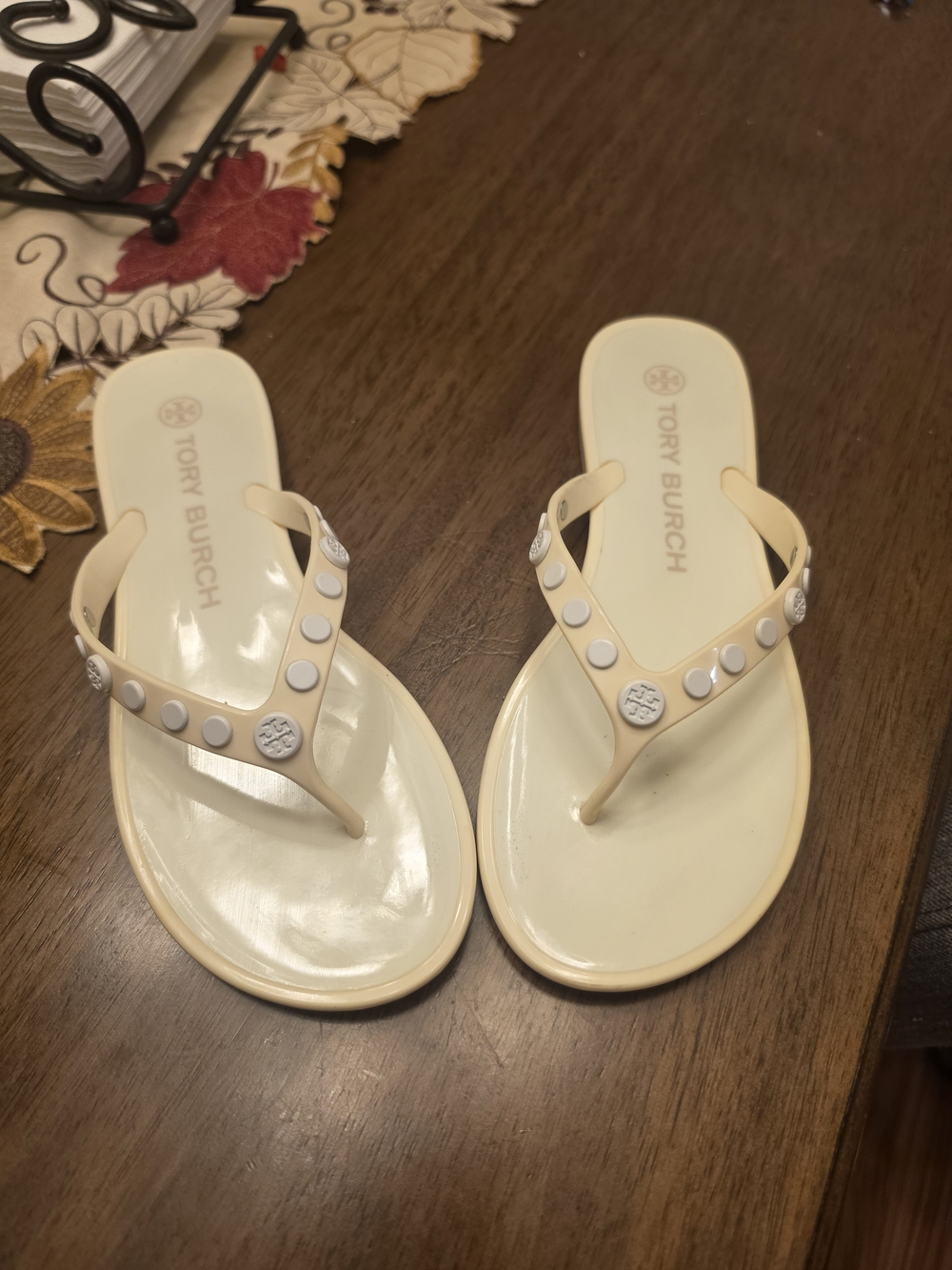 Tory Burch Pale Yellow Jelly Stud Flip Sandals